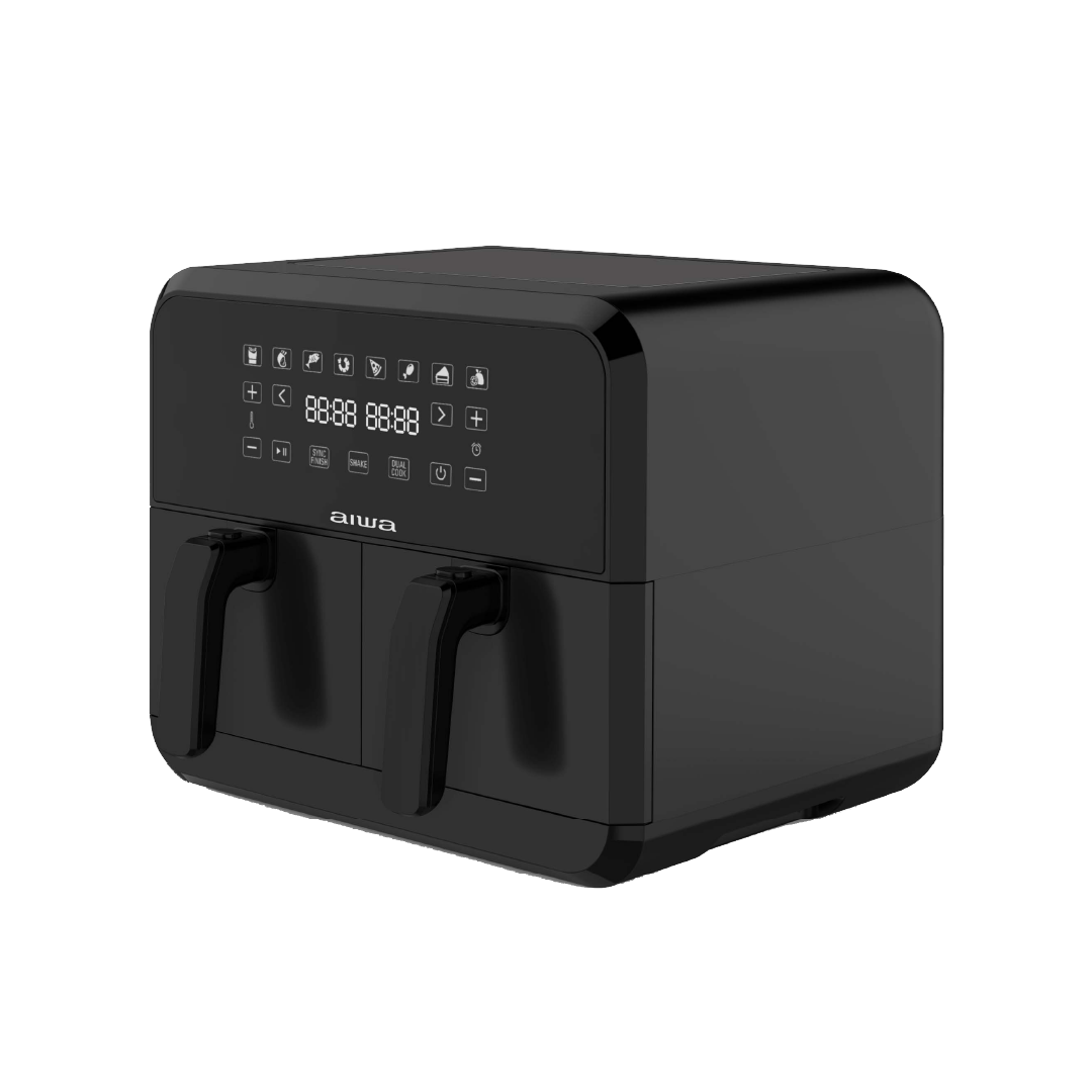 Freidora de Aire de Doble Compartimiento|Panel Digital|8 Lts|Negro Mate|AWHAFT8001