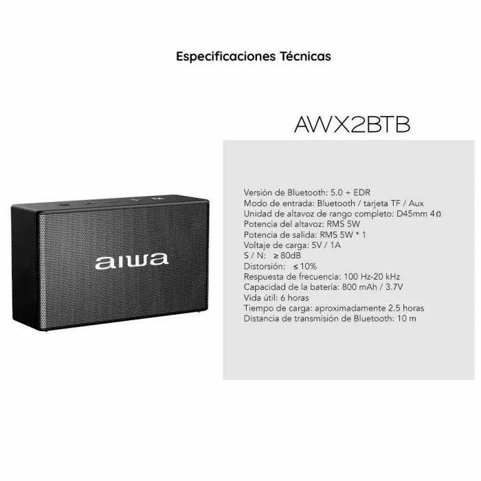 Bocina Bluetooth Portátil TWS | 5W | Negro | AWX2BTK