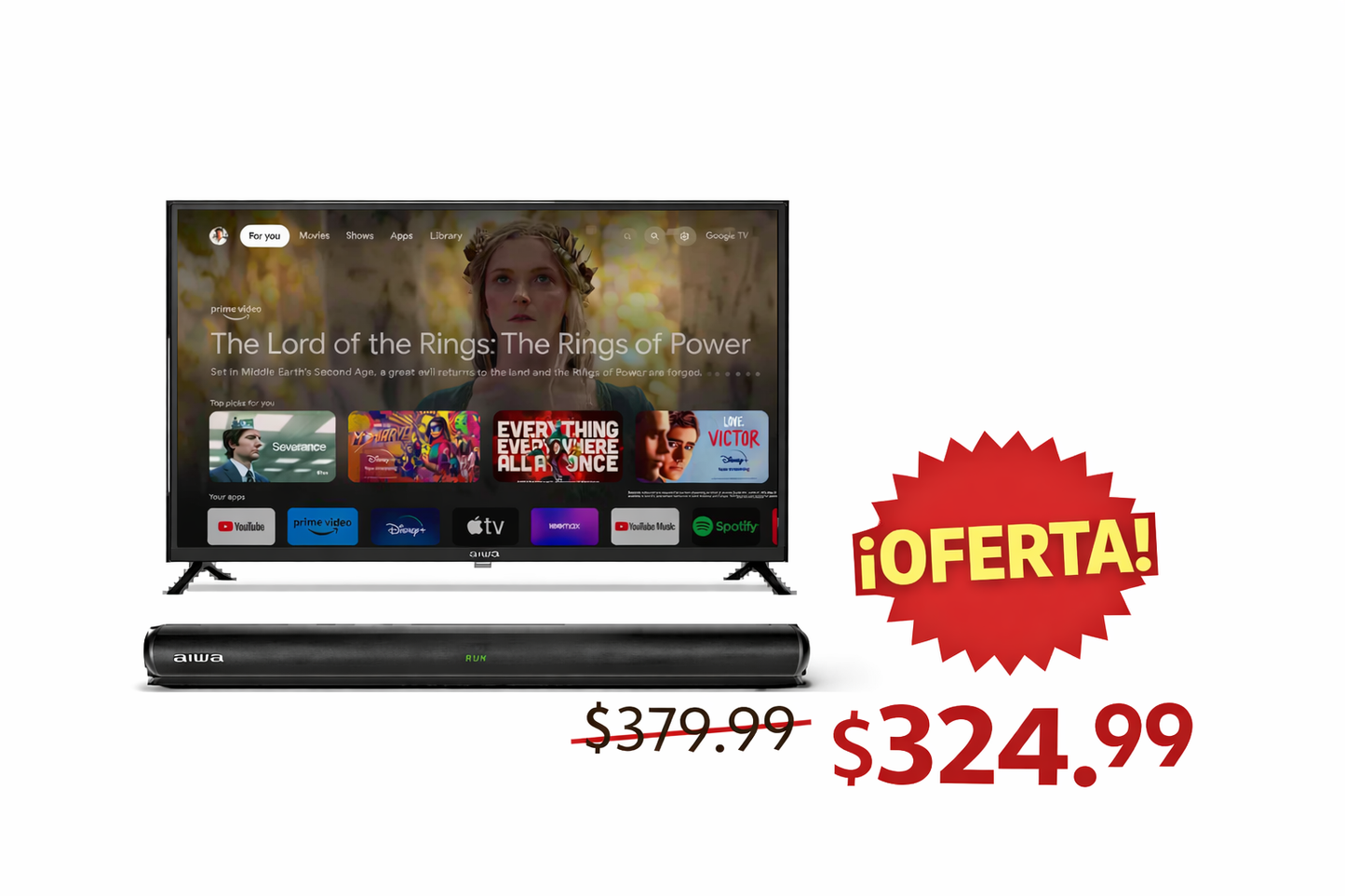 Tv Smart Google 58" TDT + Barra de Sonido