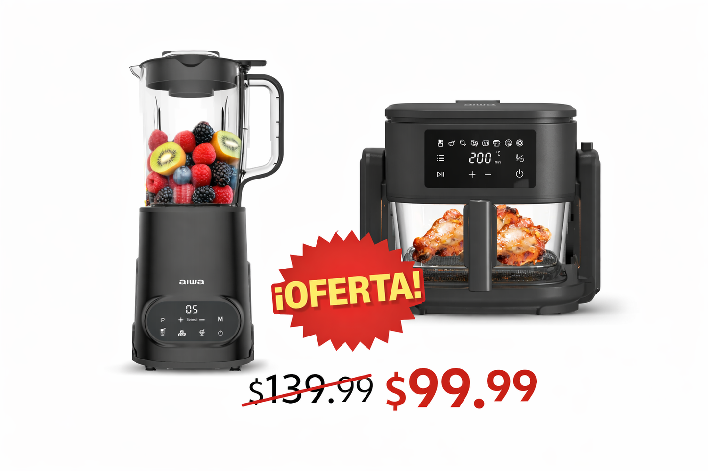 Freidora de Aire con canasta de Vidrio + Licuadora Digital Tritan